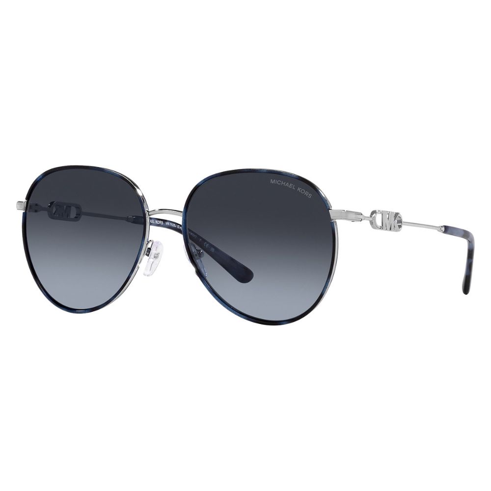 【送料&関税込】Michael Kors 1128j Sole10158f Michael Kors MK1128J 10158S SILVER/BLUE TORTOISE/BLUE POLA